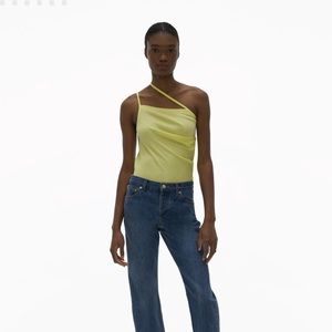 Helmut Lang Ribbed Asymmetrical Tank Top - xs